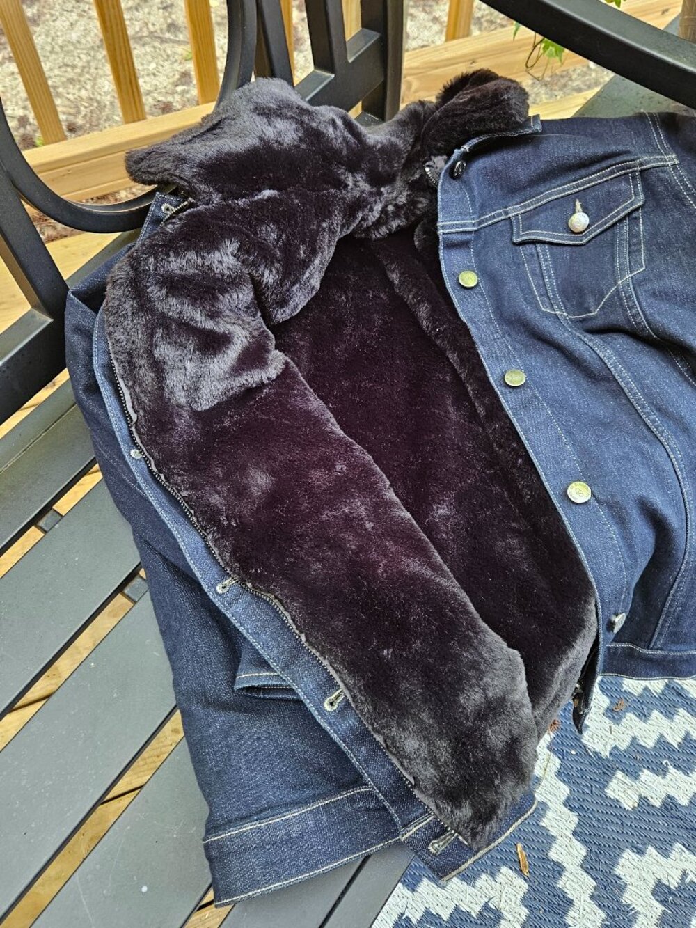 NWOT Dennis Basso | Faux Fur Lined Jean Jacket Size XL